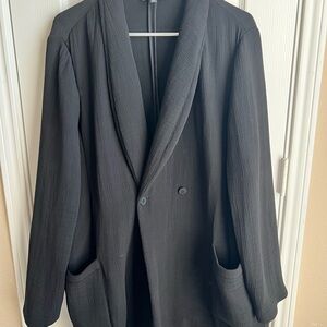 Eileen Fisher Black Rayon Silk Blend Blazer